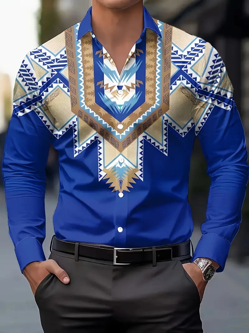 Men's Street Style Business Casual Printed Long Sleeve Shirt