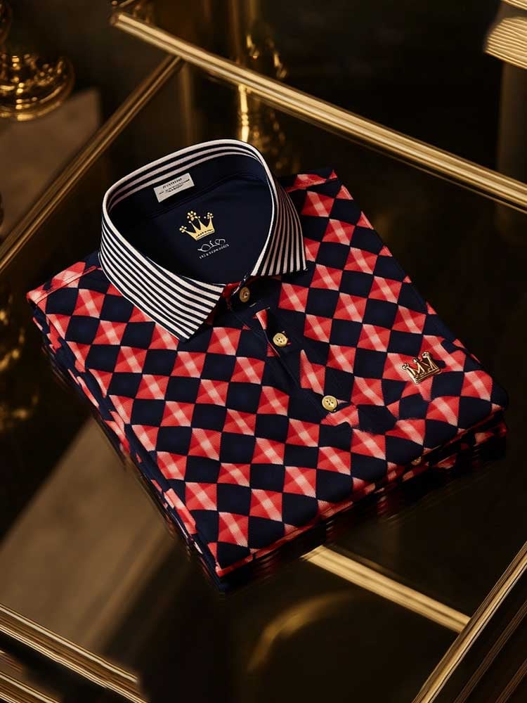 Men's Classic Business Logo Button Short Sleeve Polo Shirt