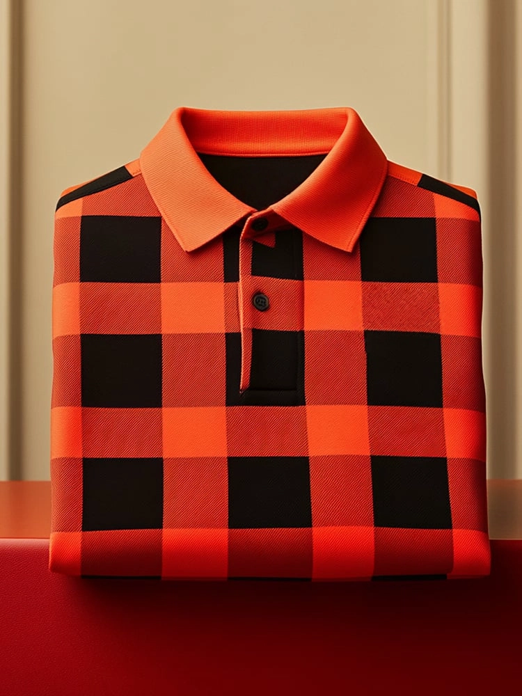 Men's Classic Business Logo Button Short Sleeve Polo Shirt