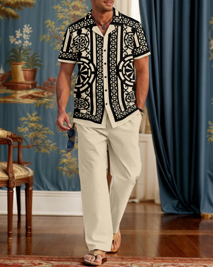 Rianmond Men's Classic Ornate Floral Pattern Walking Suit