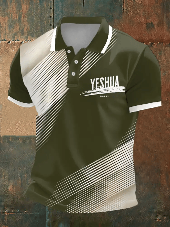 Men's Retro Faith Casual Printed Polo Shirt