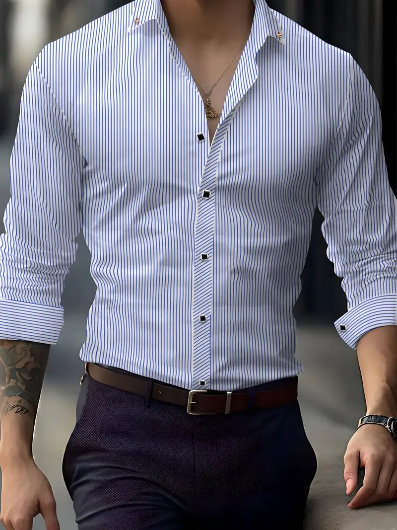 Men's Street Style Business Casual Printed Long Sleeve Shirt
