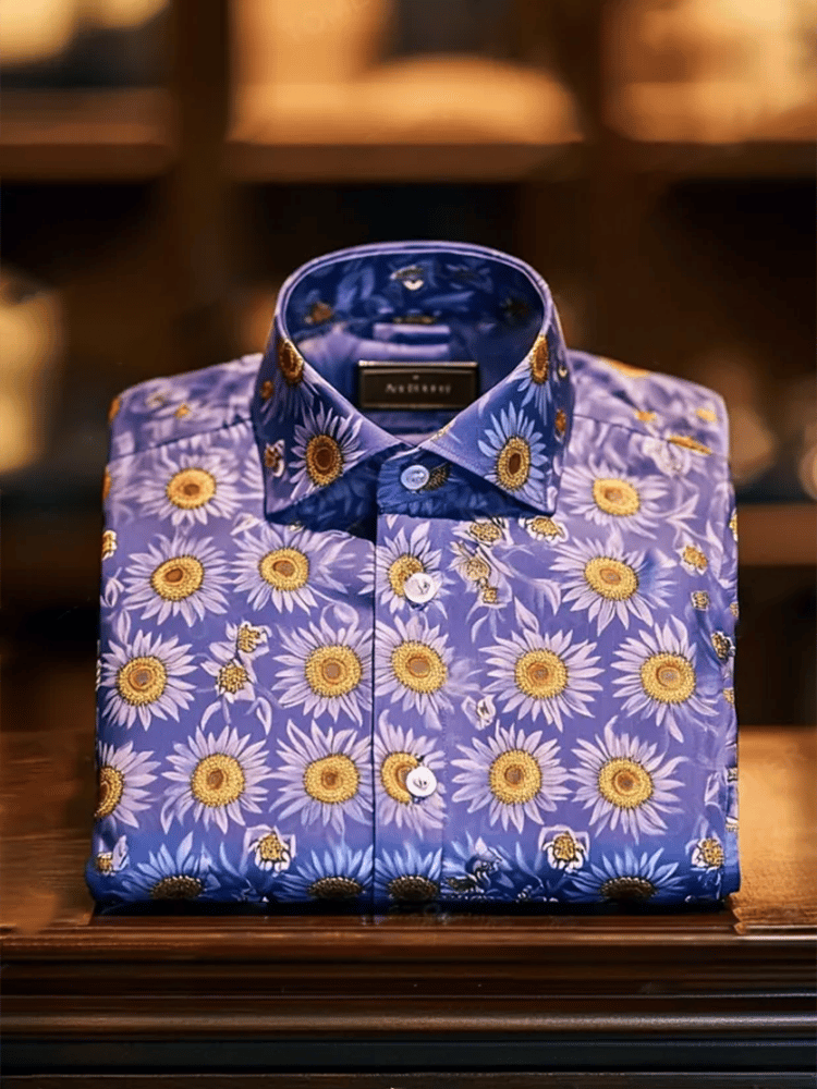 Men's Business Luxury Floral Print Short-sleeved Shirt