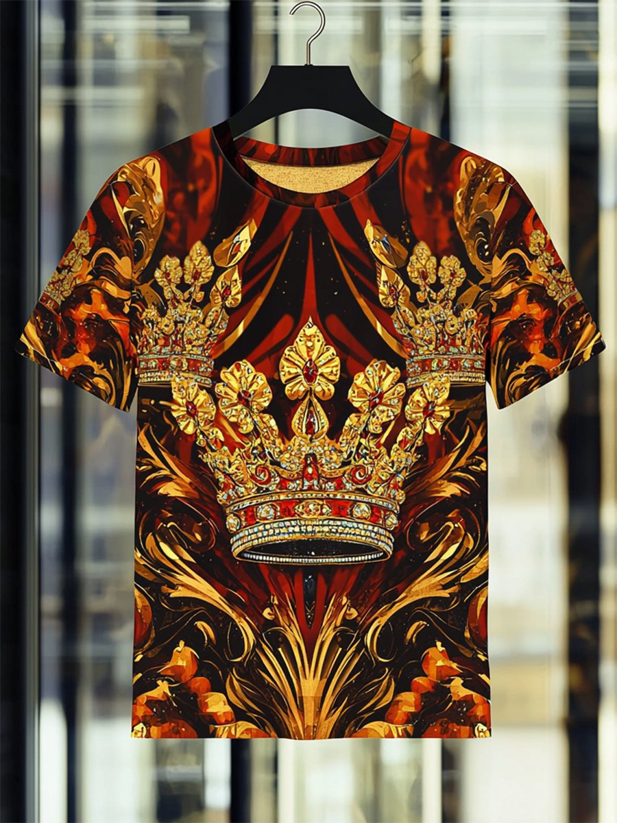 Men's Business Luxury Printed Cotton Short Sleeve T-Shirt