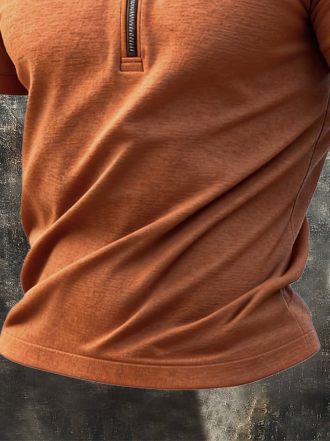 Men's Retro Zipper Waffle T-Shirt