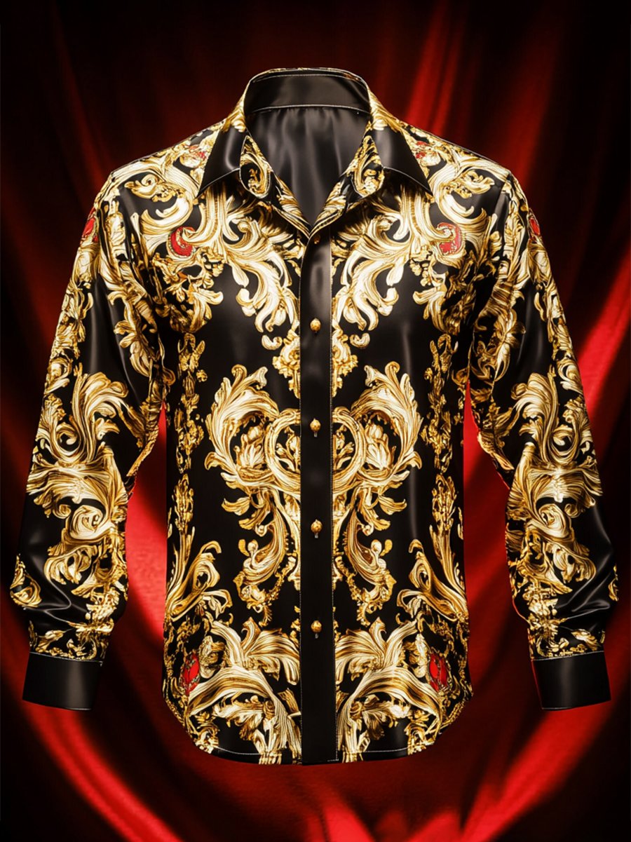 Men's Luxe Satin Long Sleeve Shirt