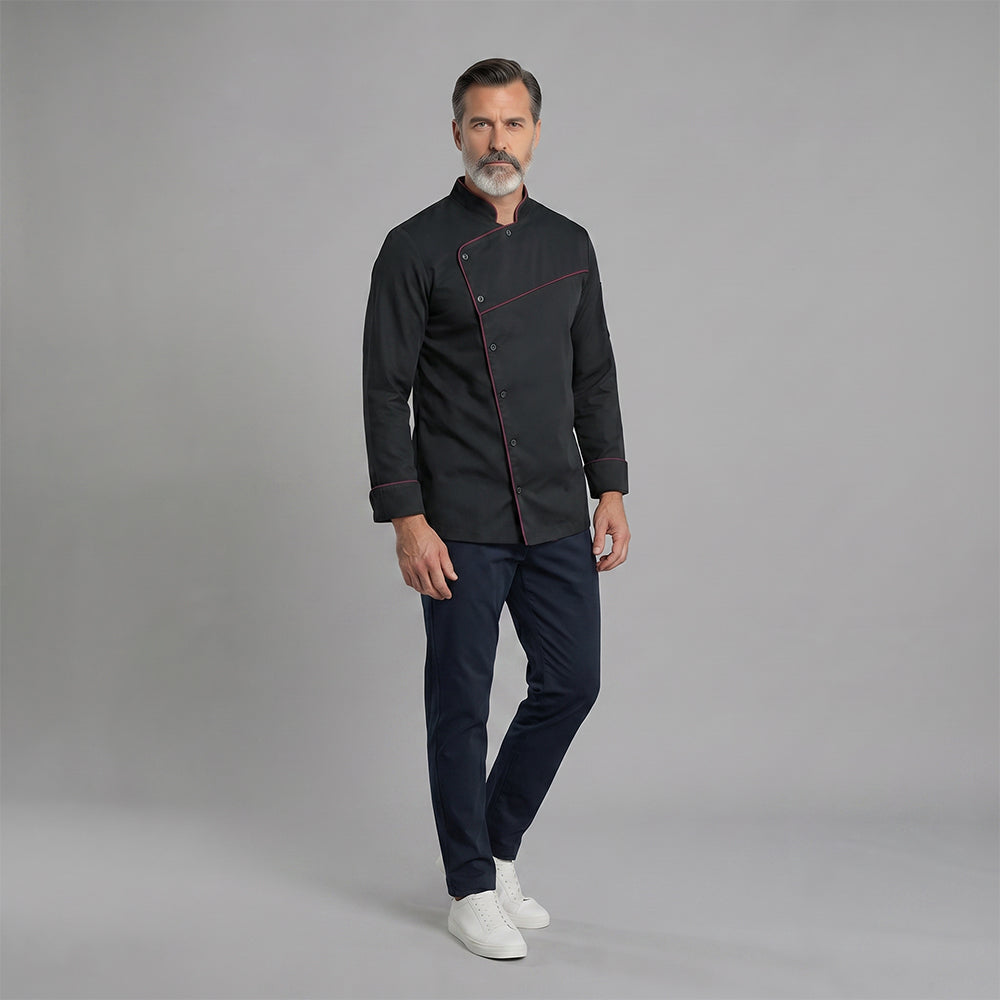 Men's Loose-Fit Long-Sleeve Multi-Button Dress Shirt