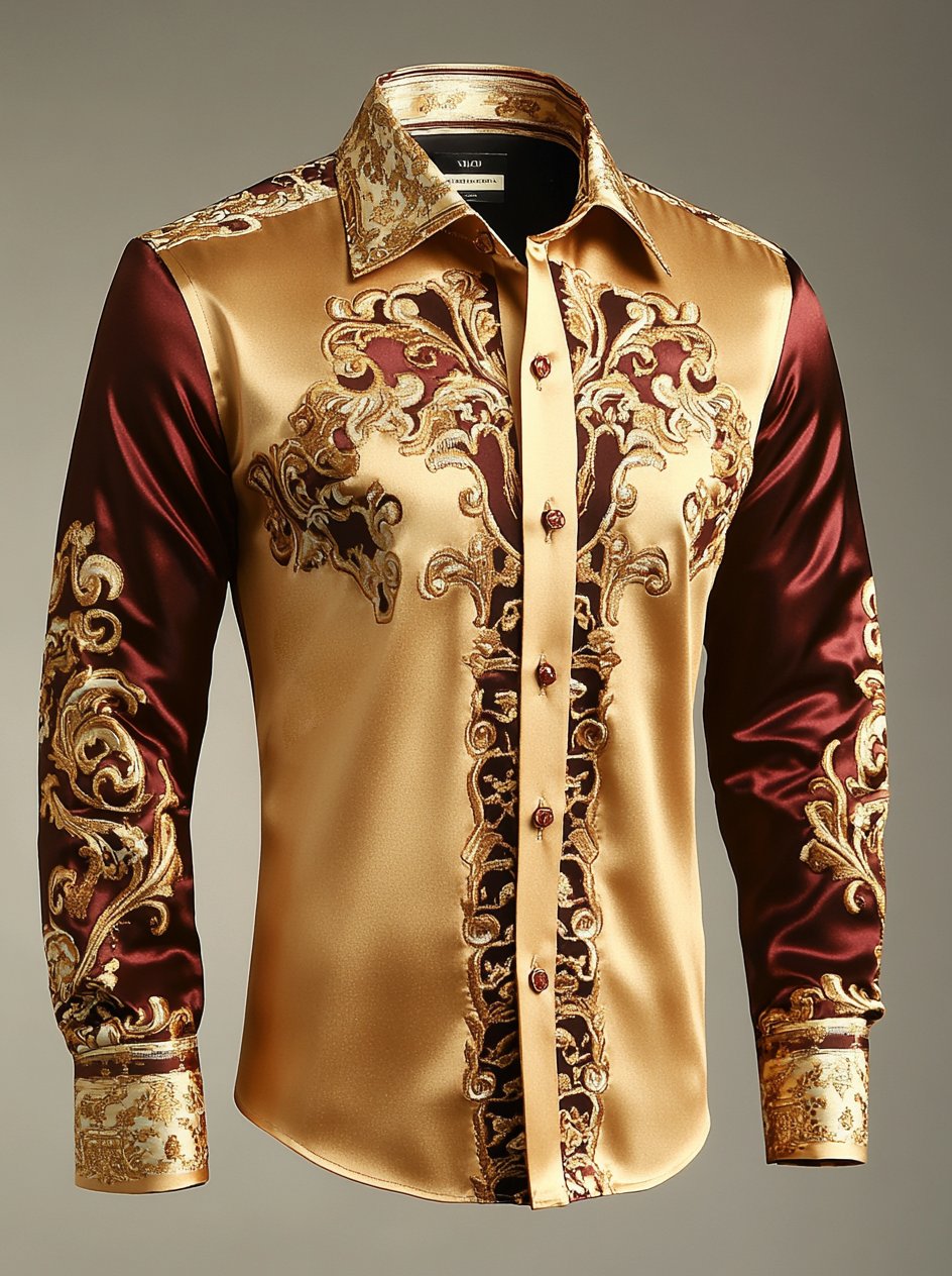 Men's Luxury Long-sleeved Shirt with Beast Print