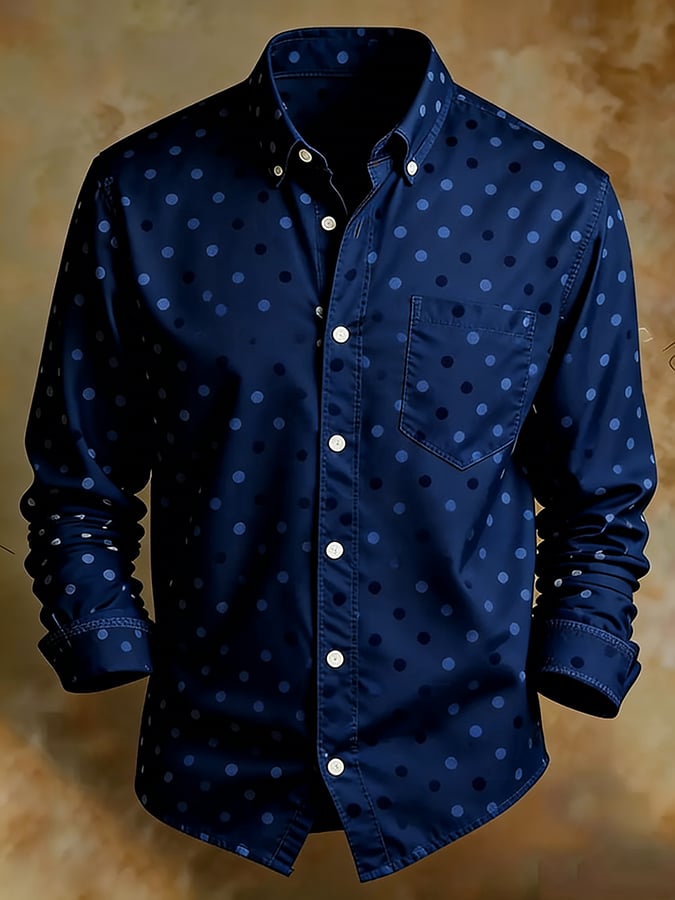 Men's Retro Abstract Art Print Comfortable Business Style Shirt