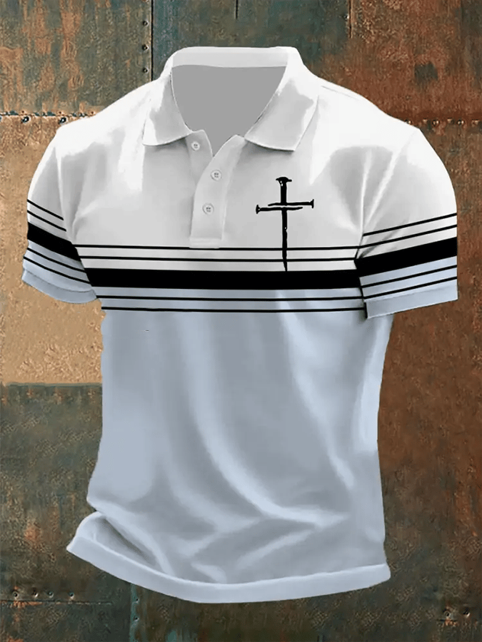 Men's Retro Faith Casual Printed Polo Shirt