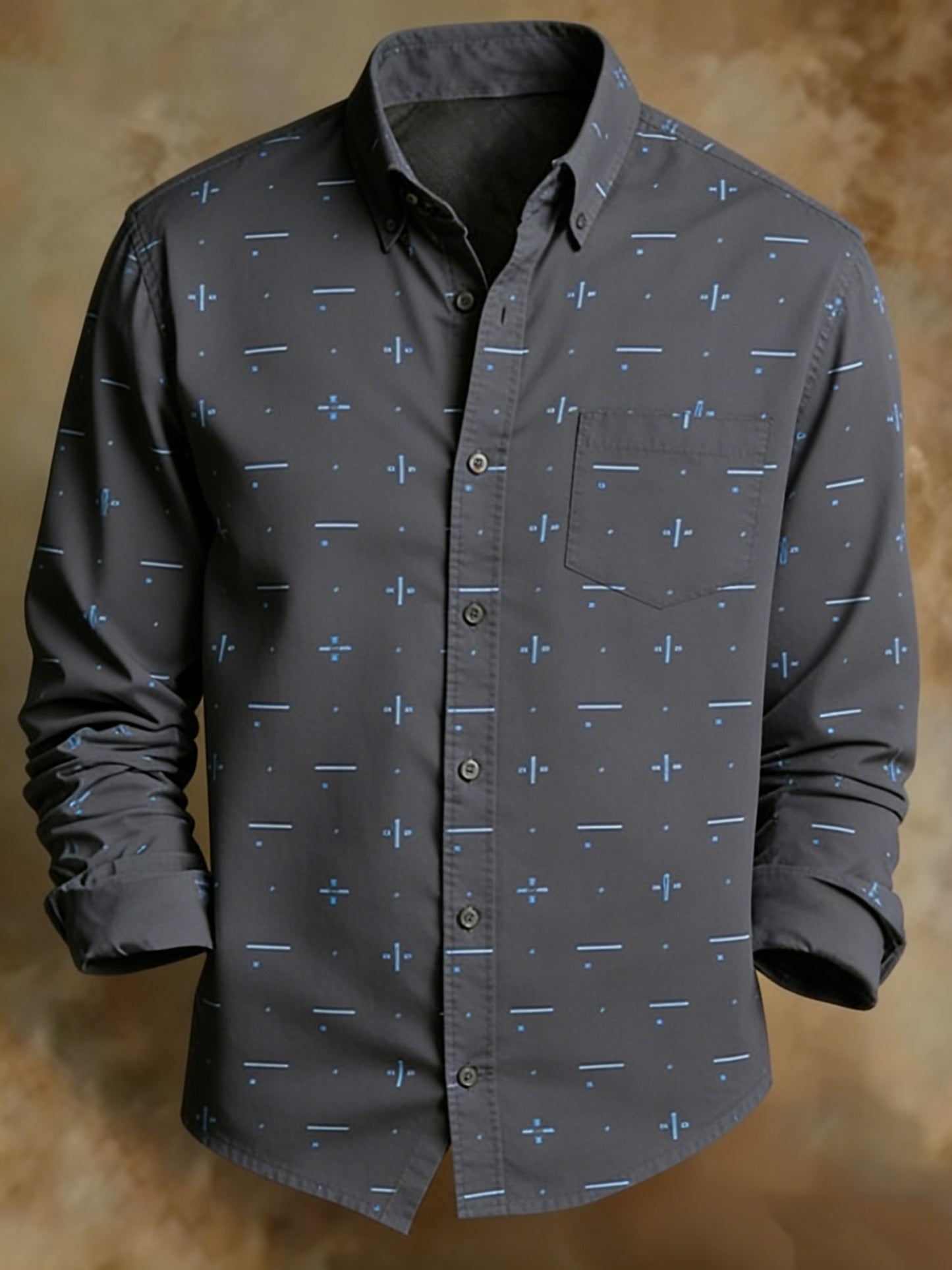 Men's Retro Geometric Classic Print Shirt