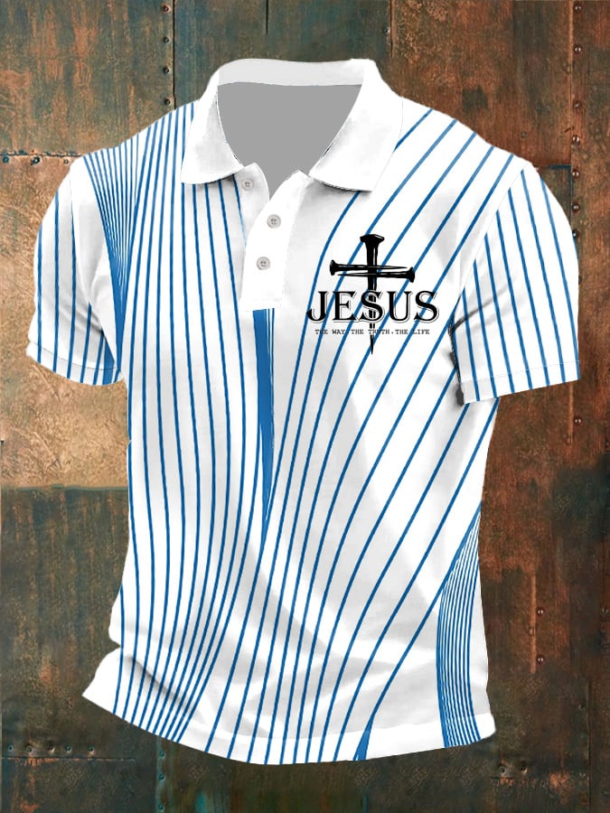 Men's Faith Print Casual Polo Shirt