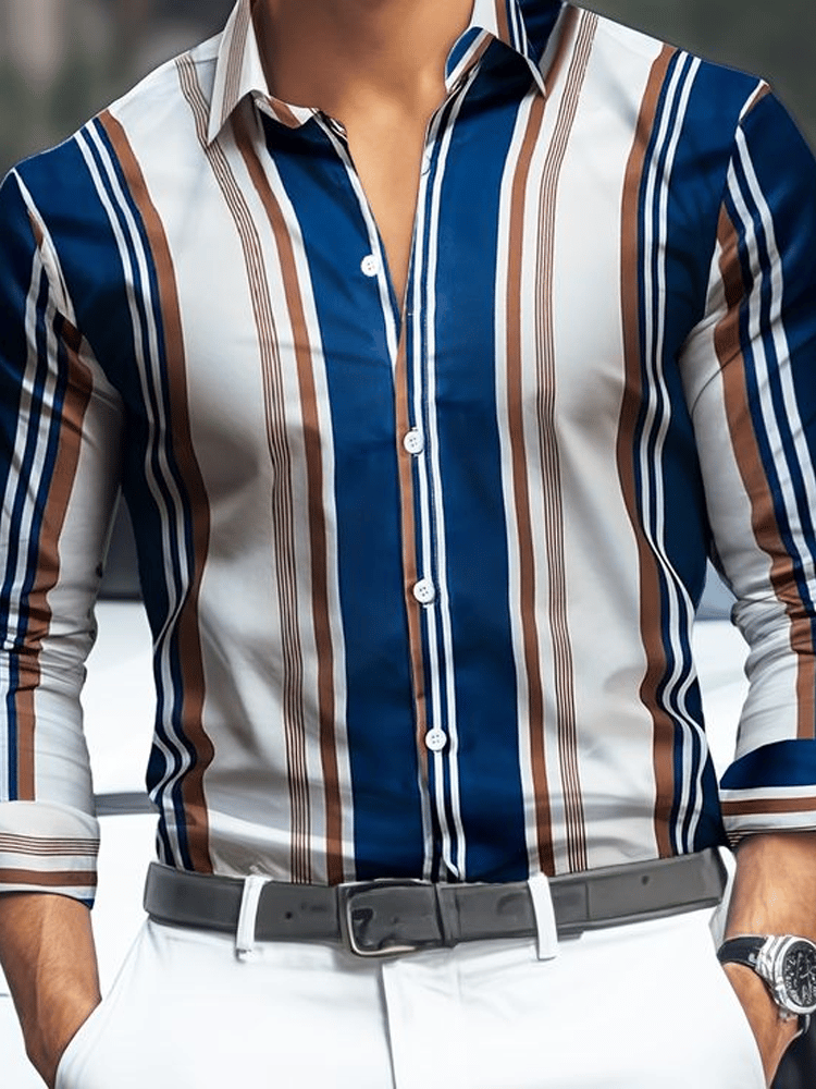 Men's Plaid Business Long Sleeve Shirt