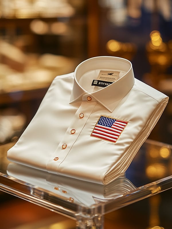 Men's Satin Luxe Independence Day Long Sleeve Button Down Shirt