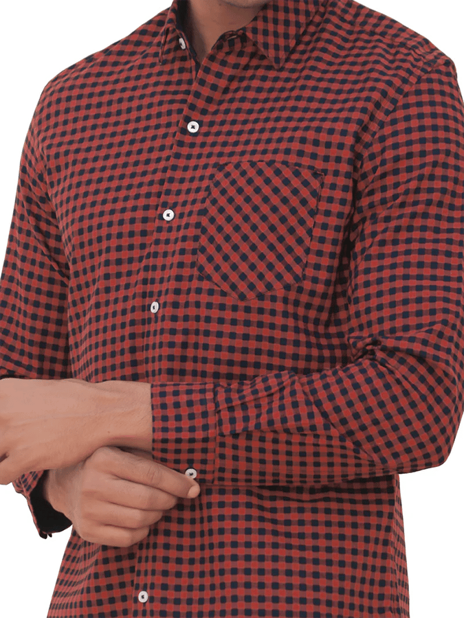 Men's Plaid Design Pocket Business Casual Long Sleeve Shirt