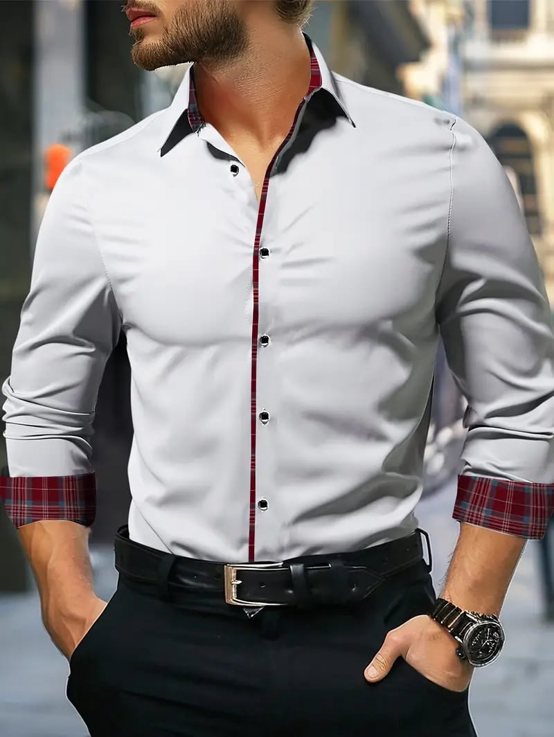 Men's Street Style Business Casual Printed Long Sleeve Shirt