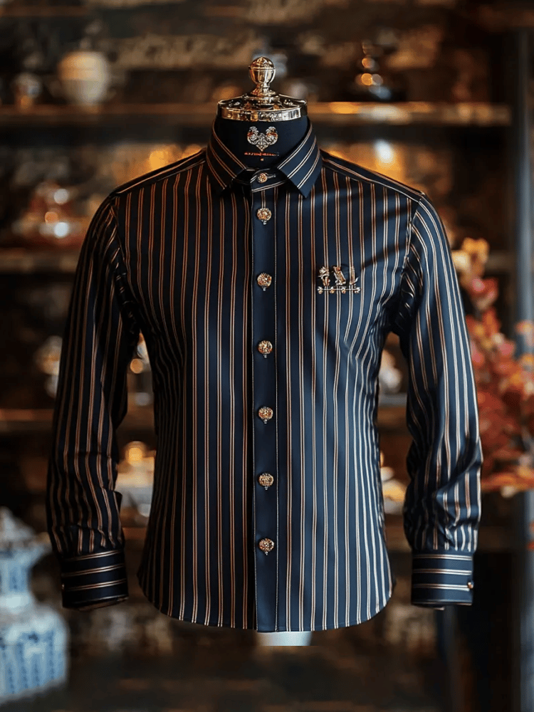 Men's Elegant Romantic Striped Long Sleeve Shirt