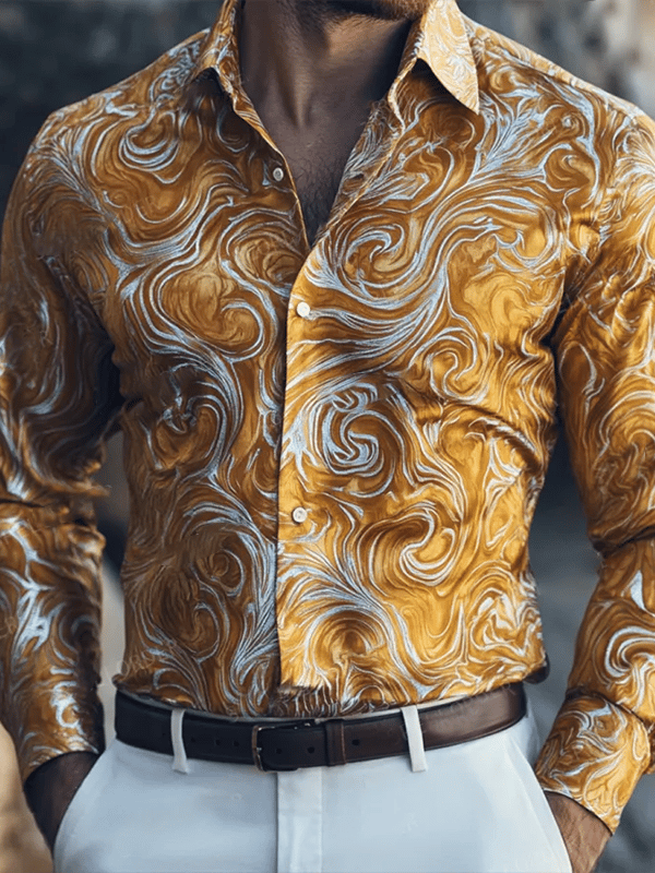 Men's Satin Luxe Long Sleeve Button Down Shirt