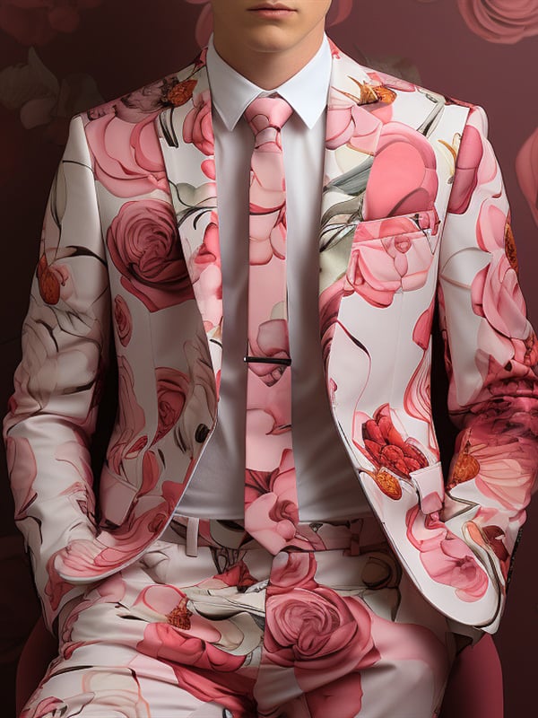 Men's Casual Tie Dye Printed Blazer and Pants Two Piece Set