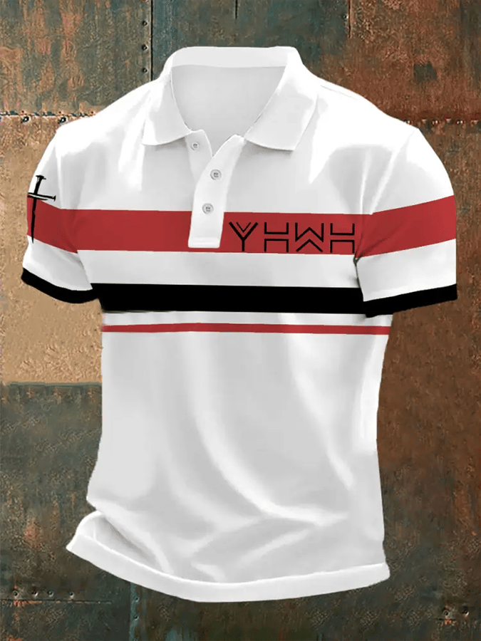 Men's Retro Faith Casual Printed Polo Shirt
