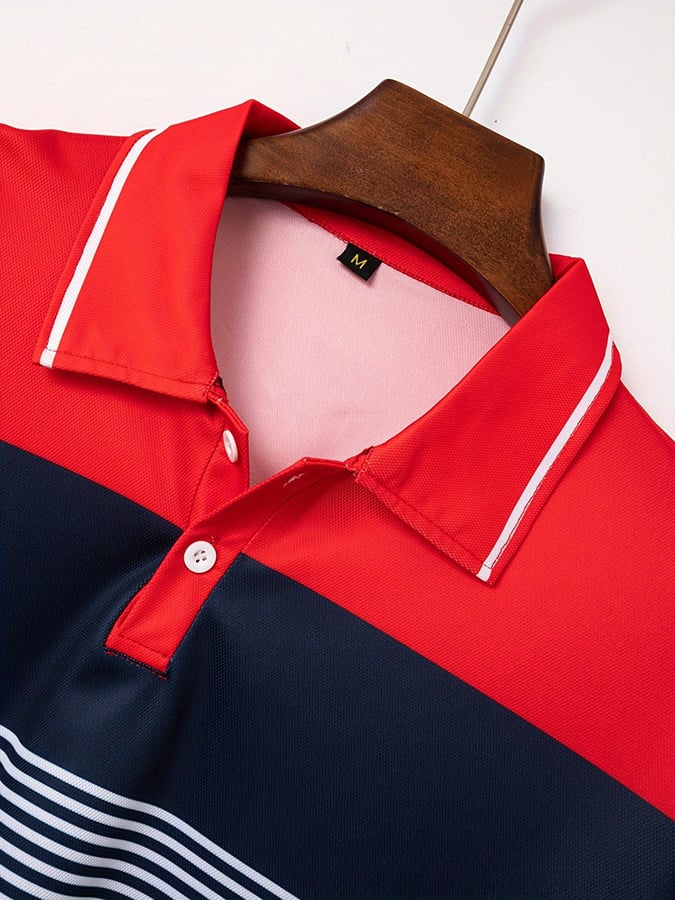 Men's Fashionable Striped Short Sleeved Polo Shirt