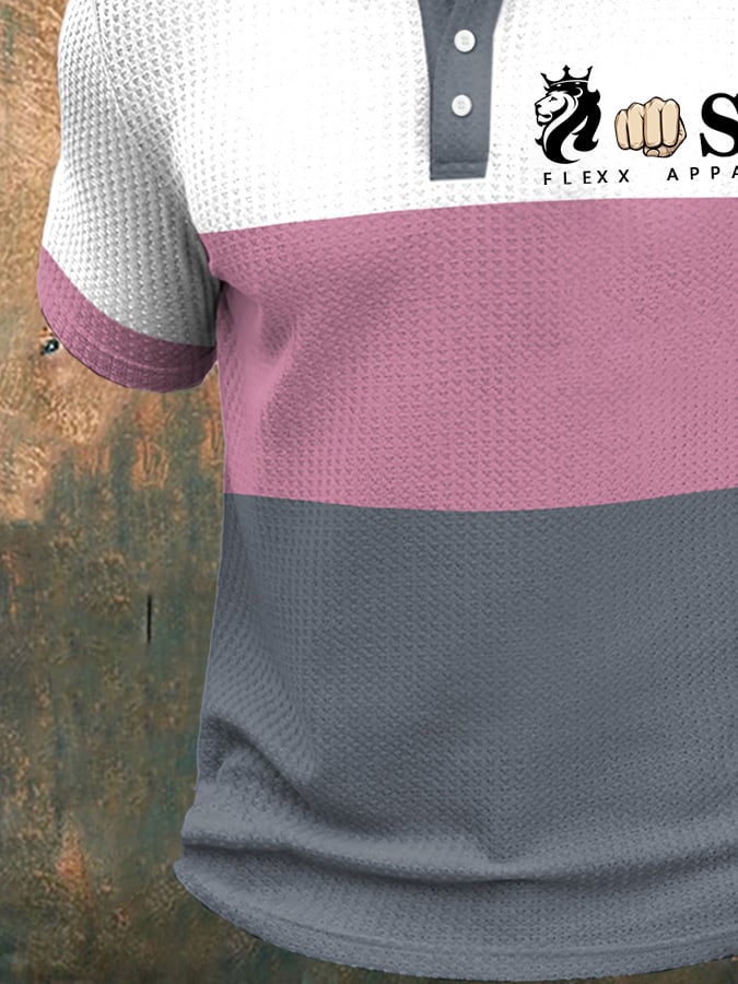Men's Casual Business Waffle Short-Sleeved Polo