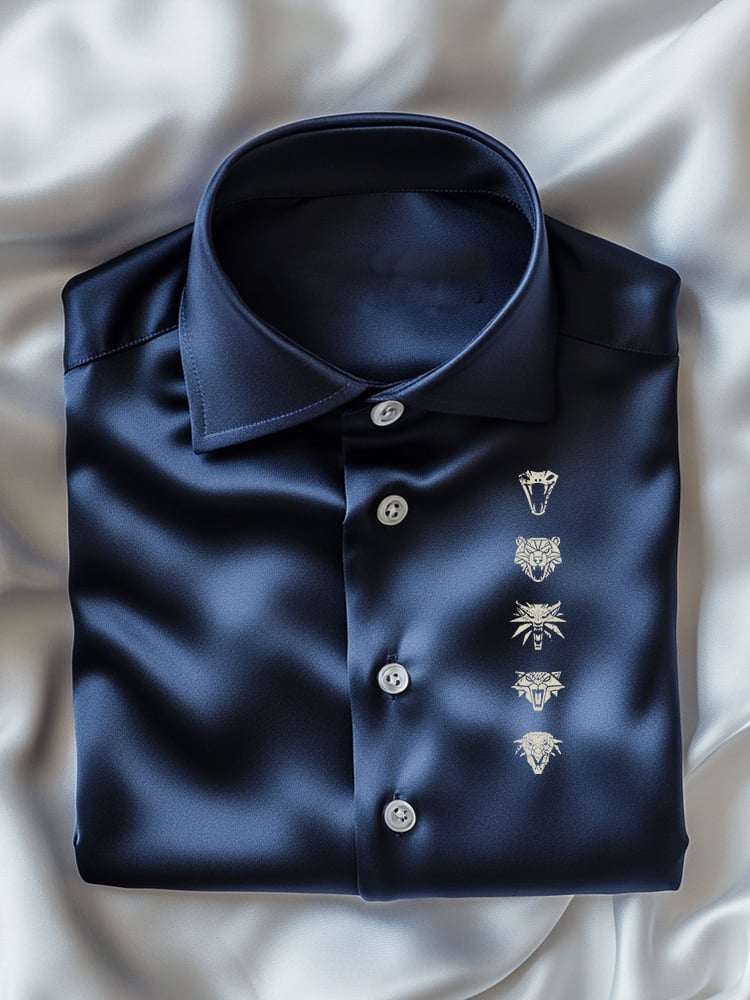 Men's Business Casual Logo Lapel Short Sleeve Shirt