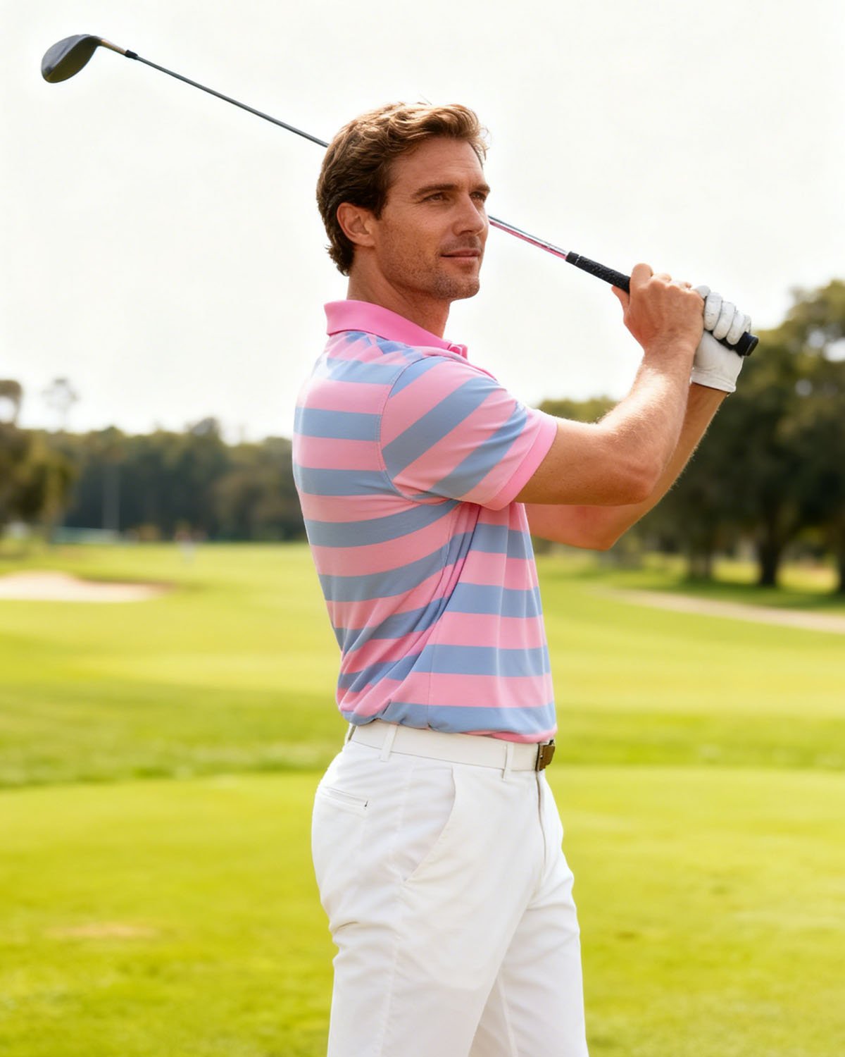 Basic Collection Casual Check Geometric Short-Sleeve Men's Polo Shirt