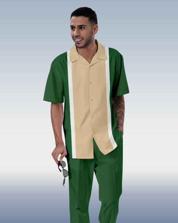 Rianmond Men's Charming Purple Short Sleeve Shirt Walking Set 436