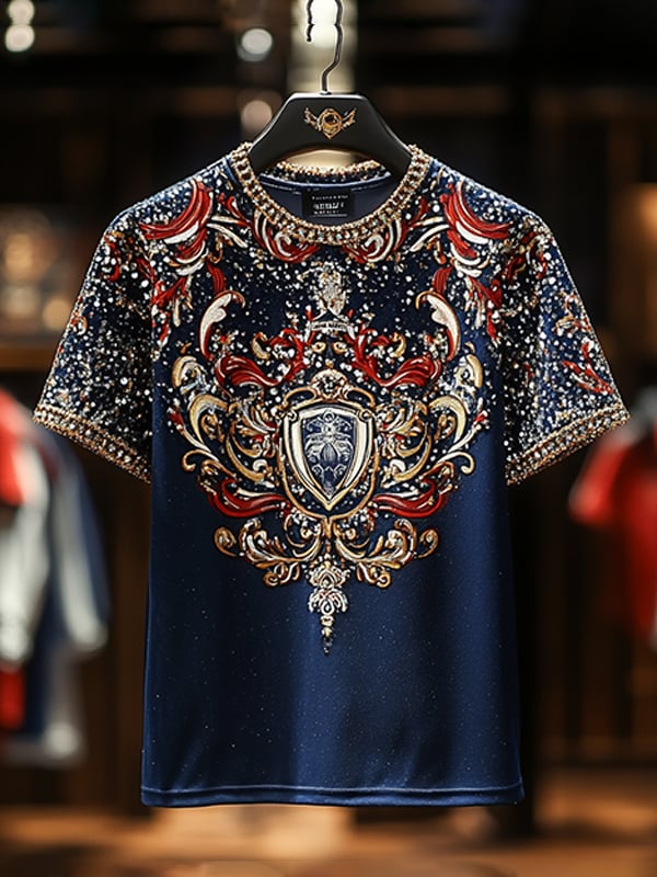 Men's Business Luxury Printed Cotton Short Sleeve T-Shirt