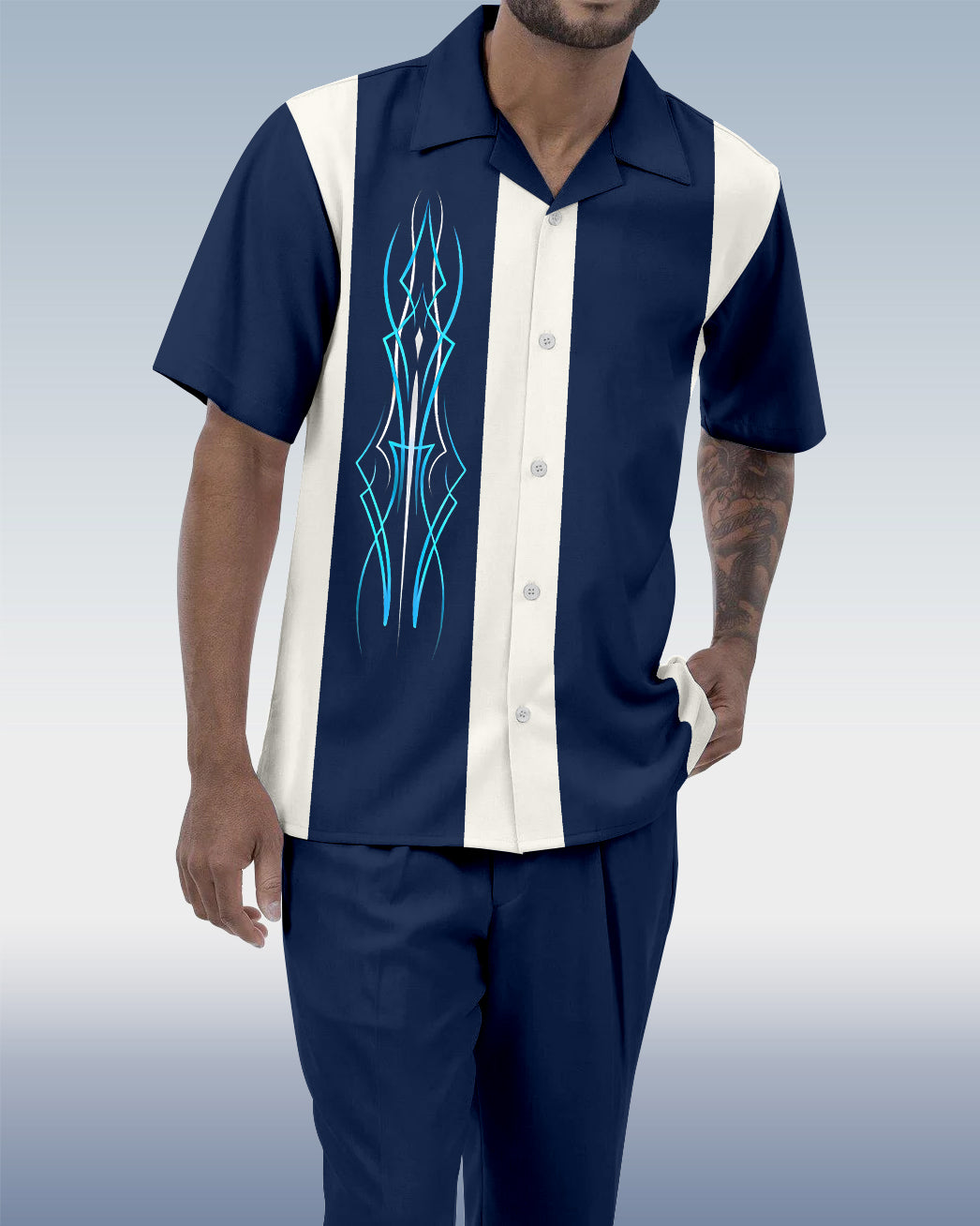 Rianmond Men's Vacation Casual Short Sleeve Walking Set