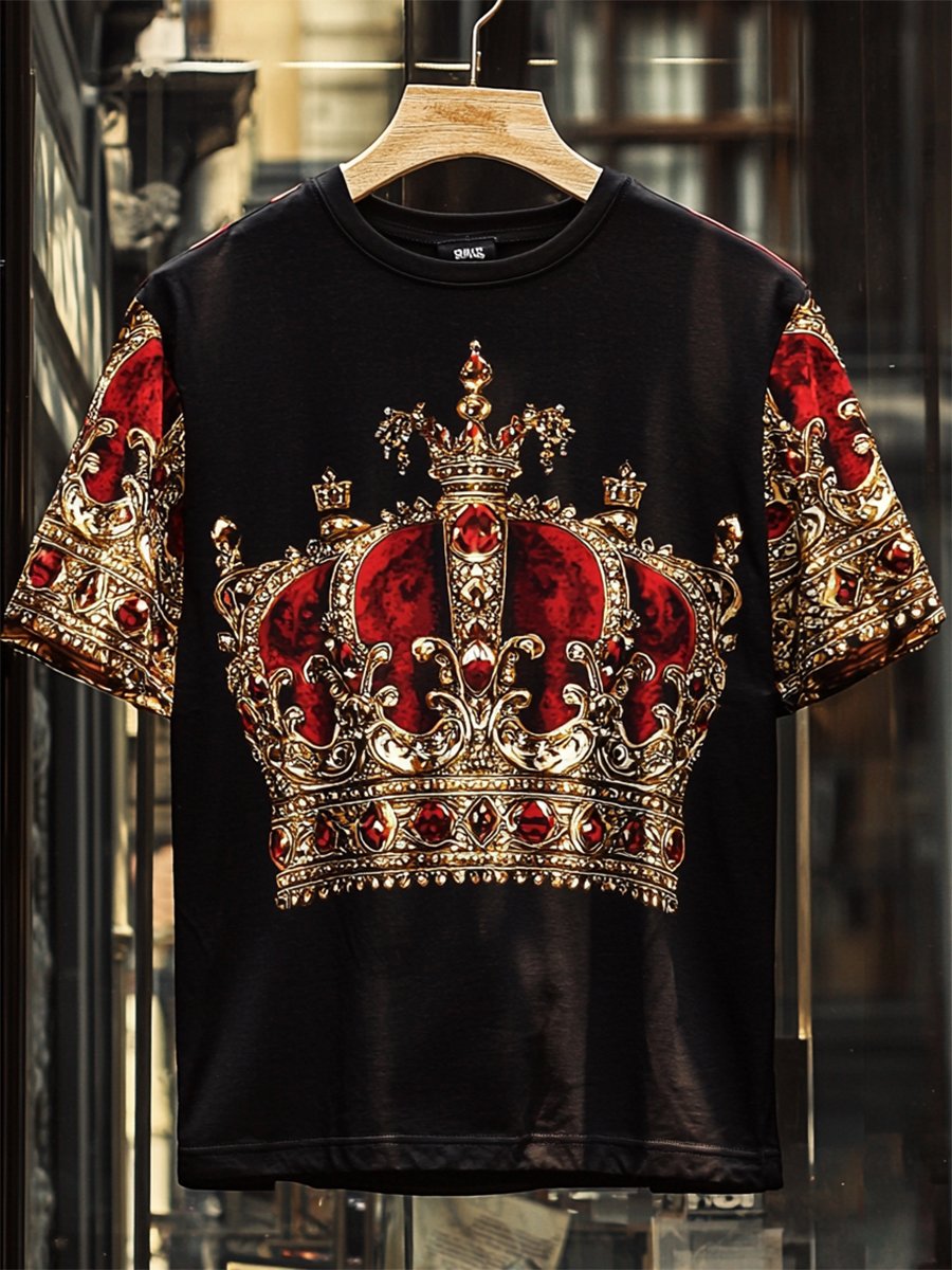 Men's Business Luxury Printed Cotton Short Sleeve T-Shirt