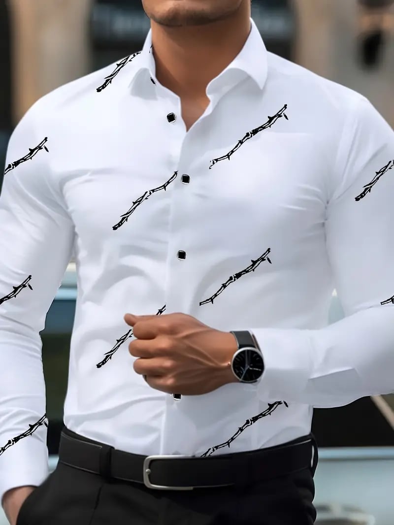 Men's Street Style Business Casual Printed Long Sleeve Shirt