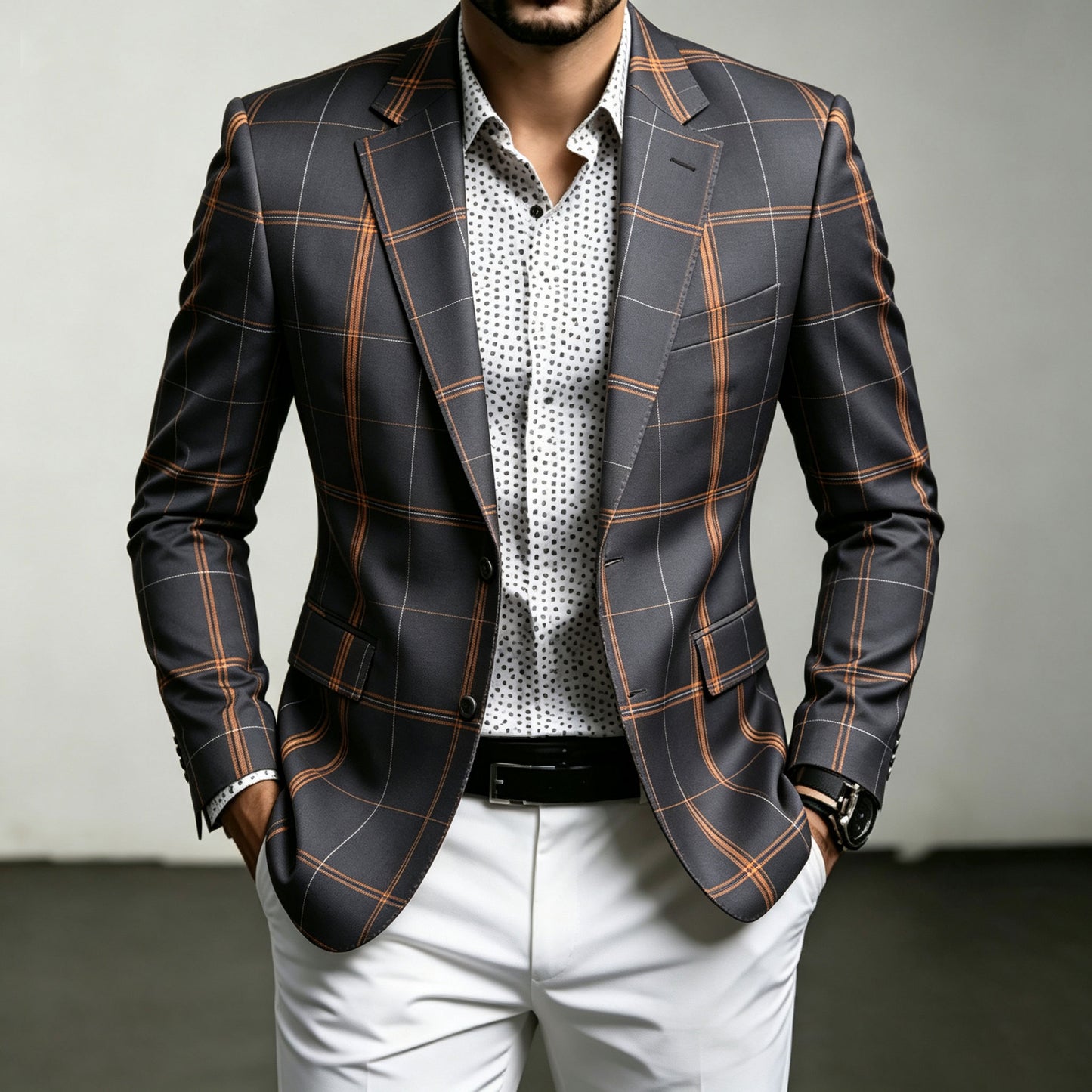 Men's Checkered Print Blazer