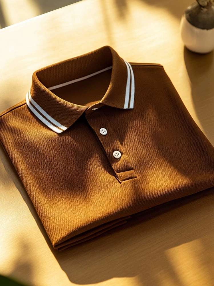 Men's Business Casual Button Short Sleeve Polo Shirt