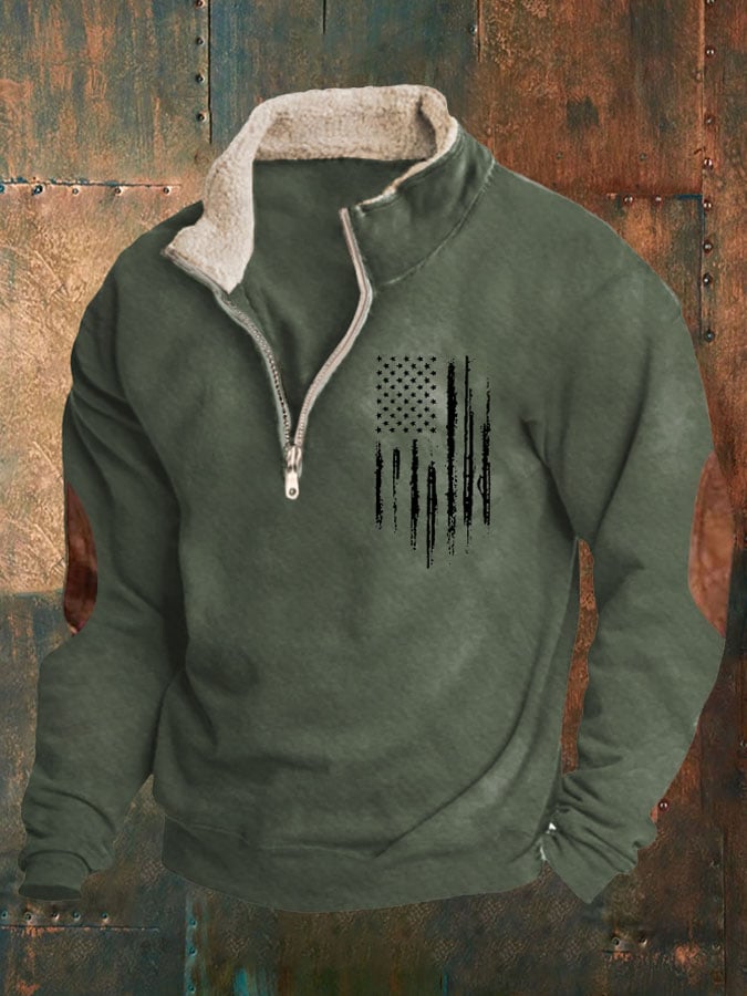 Men'S Vintage Flag Print Sweatshirt