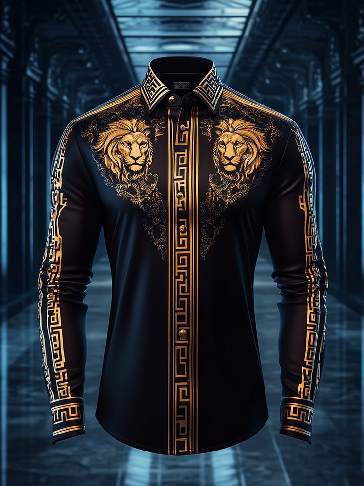 Men's Satin Luxe Print Long Sleeve Button Shirt