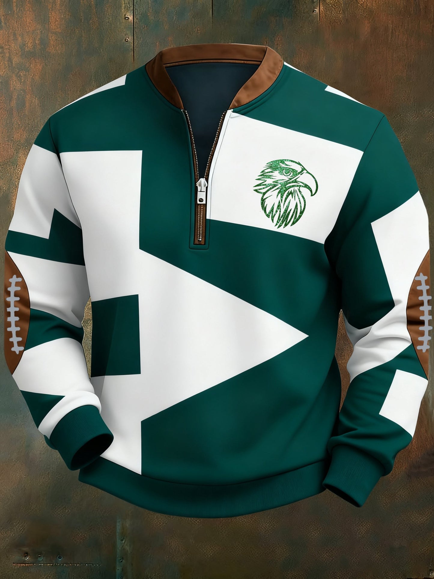 Men's Football Geometric Color Block Print Sweatshirt