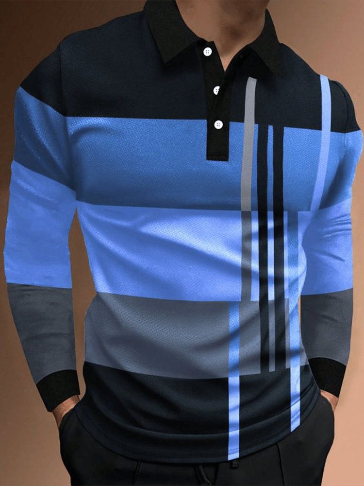 Men's Business Casual Striped Zip-Up Shirt