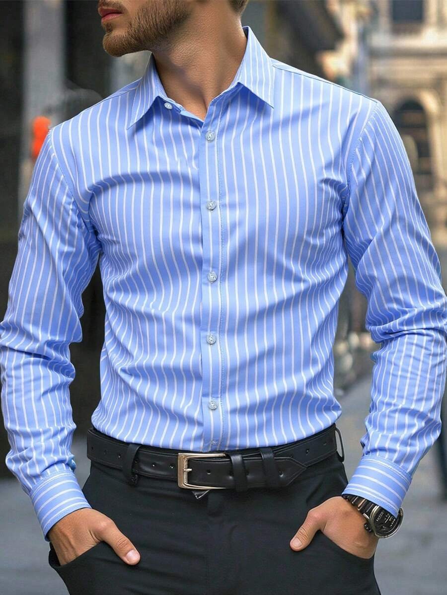 Men's Street Style Business Casual Printed Long Sleeve Shirt