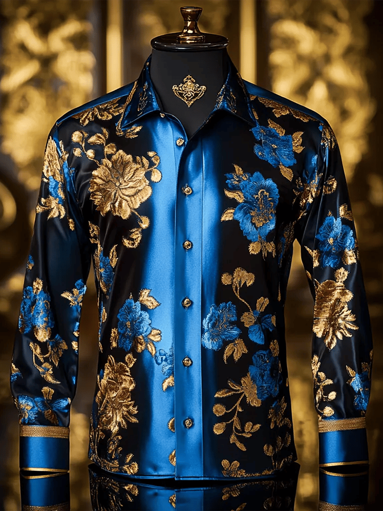 Men's Satin Luxe Long Sleeve Button Down Shirt