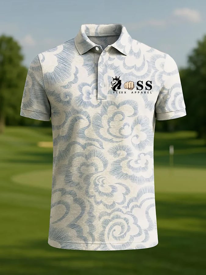 Men's Retro Letter Design Printed Casual Polo Shirt