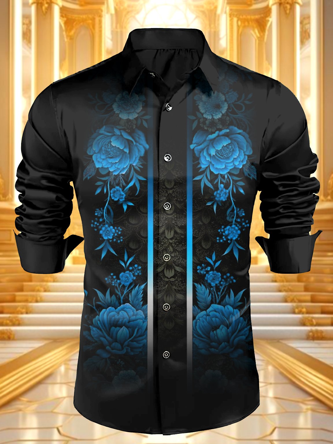 Men's Satin Luxe Long Sleeve Button Down Shirt