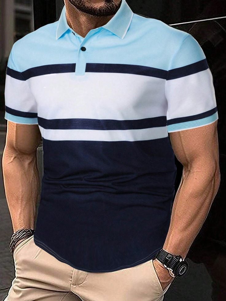 Men's Business Logo Button-Down Short Sleeve Polo Shirt