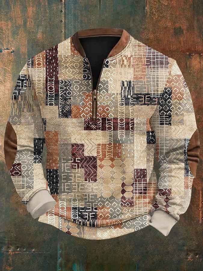Men's Retro Geometric Printed Sweatshirt