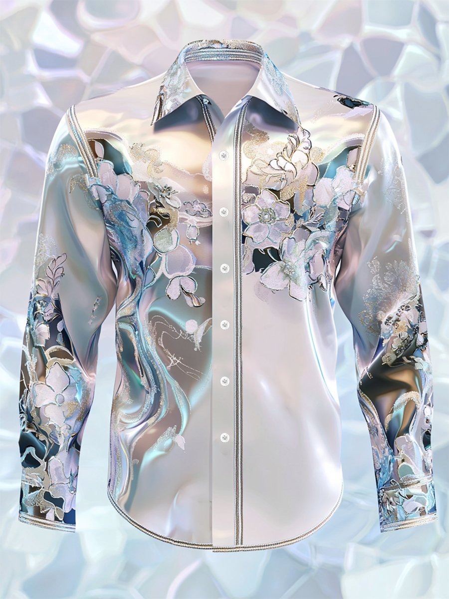 Men's Satin Luxe Long Sleeve Button Down Shirt