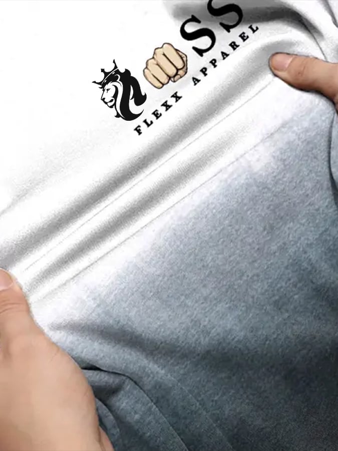 Men's Retro Letter Print Gradient Top