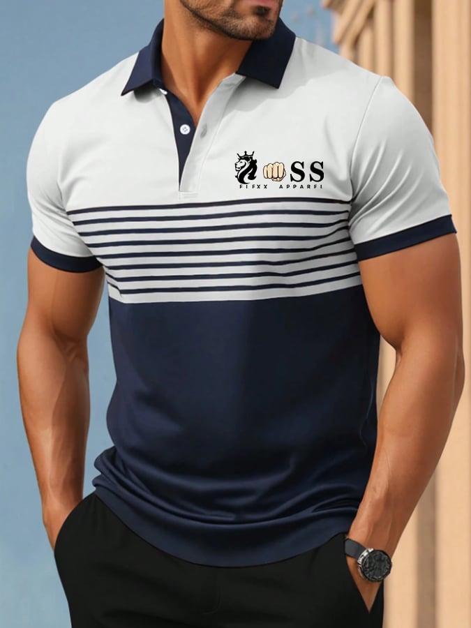 Men's Casual Retro Business Contrast Color Polo