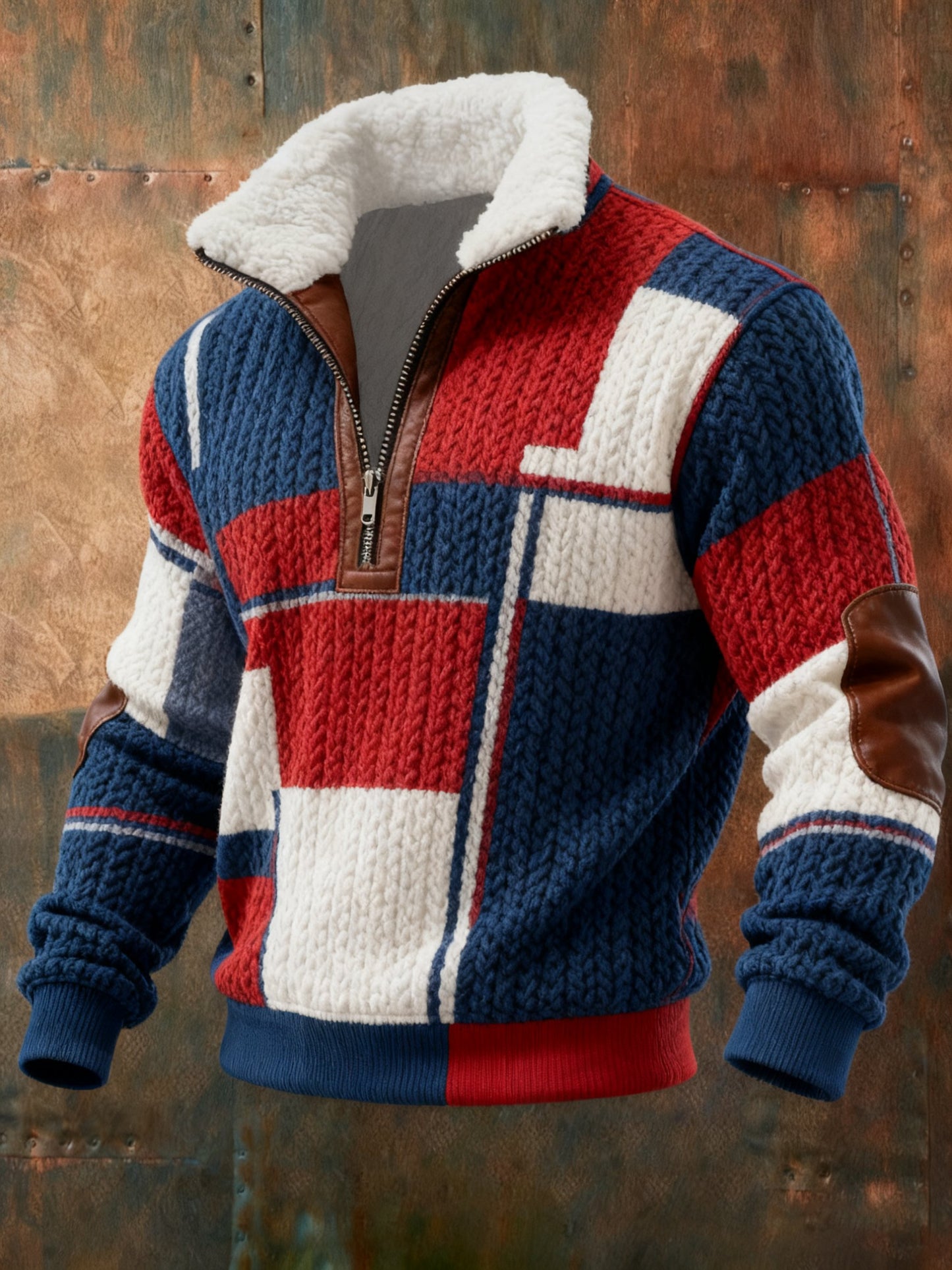Men's Cable Textured Print Casual Sweatshirt