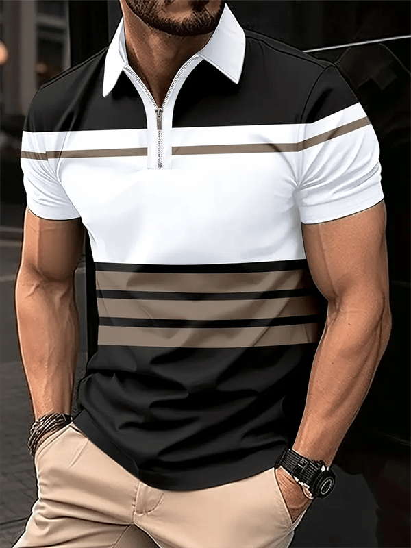 Men's Business Logo Button-Down Short Sleeve Polo Shirt